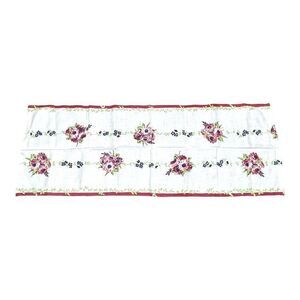 Vintage Table Runner 16” X 43” Printed Red And Blue Flowers Garland Cottagecore